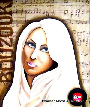 Dawn Dixon australian popstar 1970's Acrylic paint canvas female Lady portrait figurative bouzouki record label