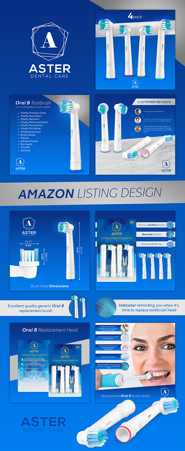 Aster Tootbrush Head - Amazon Product Listing Design