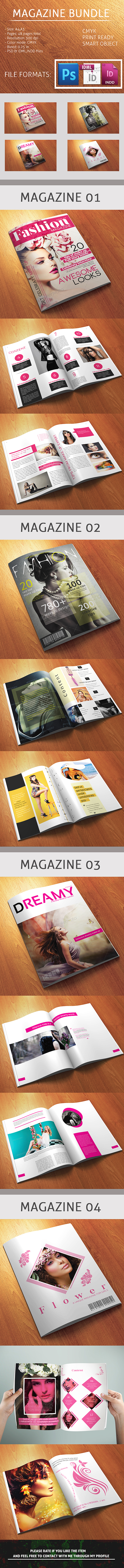 magazine bundle 12 Pages a4 size magazinebundle graphicriver prettypinky CMYK print template photoshop