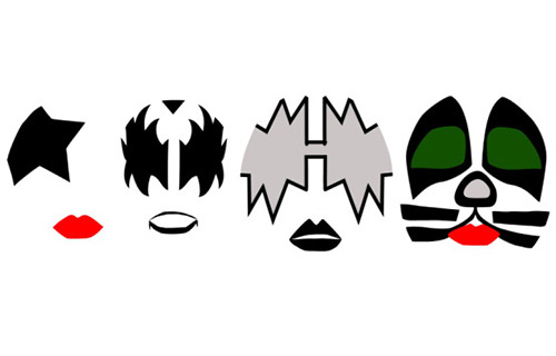 The KISS band members face paint. 