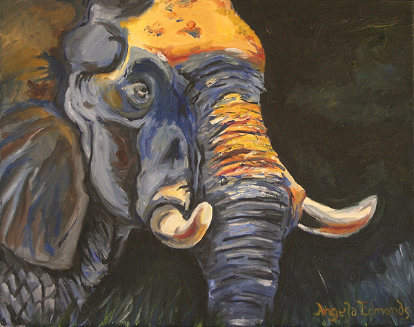 elephants Oil Painting canvas impressionist color animals africa