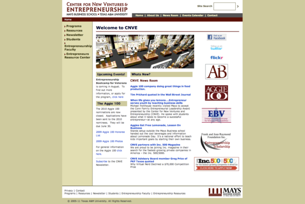 Texas A&M University mays business school CNVE Center for New Ventures and Entrepreneurship fringe design