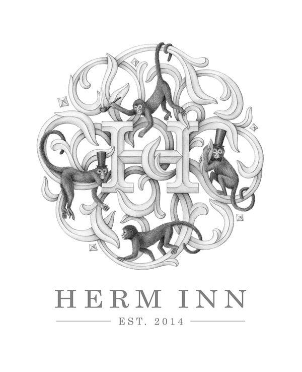 logo monkey monkeys fancy crest herm inn
