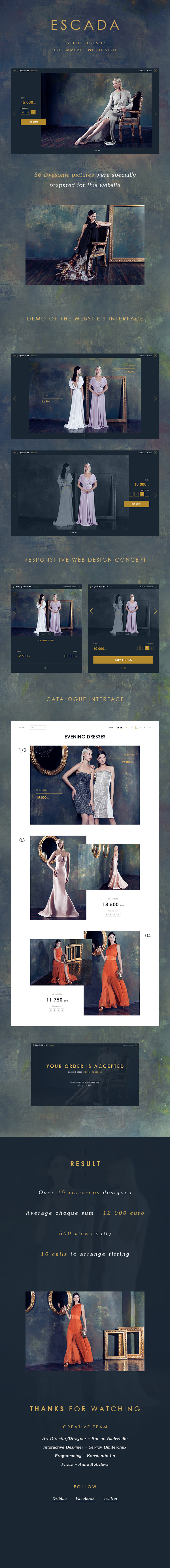 e-commerce UI Evening Ecommerce identity store estore dress dresses logo luxury Escada modern clothes creative