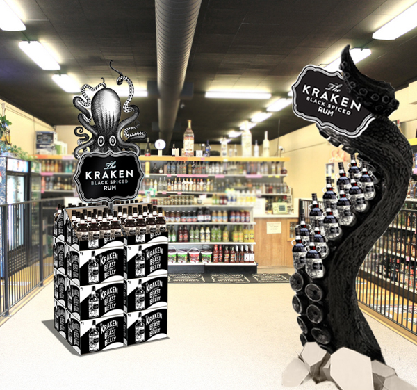 the kraken  kraken Rum black spiced billboard 3D tentacle mannequin OOH pos sculpture Innovative Pool Table bowling