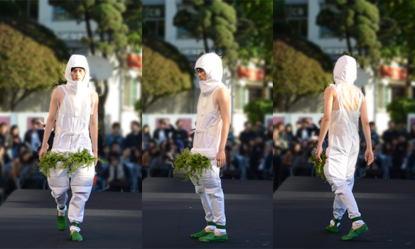 FUTURISM pure white green performance fashion plant pot eco fashion fashion show