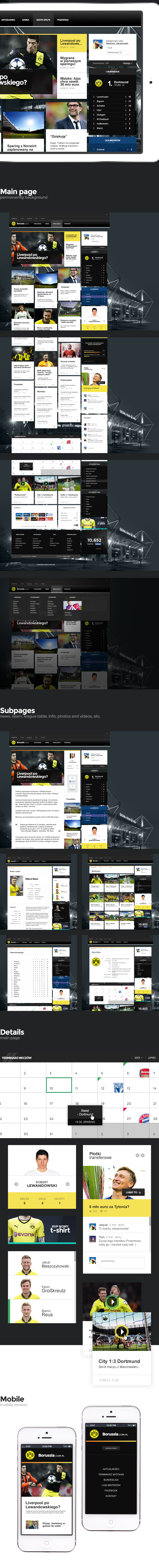 Website www football sport Borussia Dortmund bundesliga polish design mobile piłka nożna borussia.com.pl