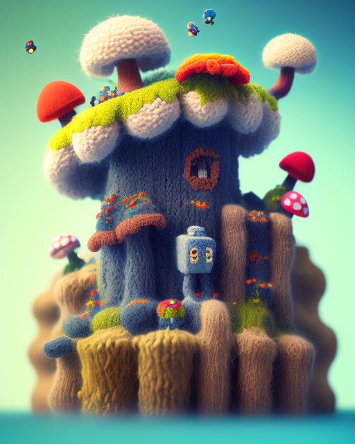 Mario Bros mario Nintendo knitting Landscape videogame game fanart