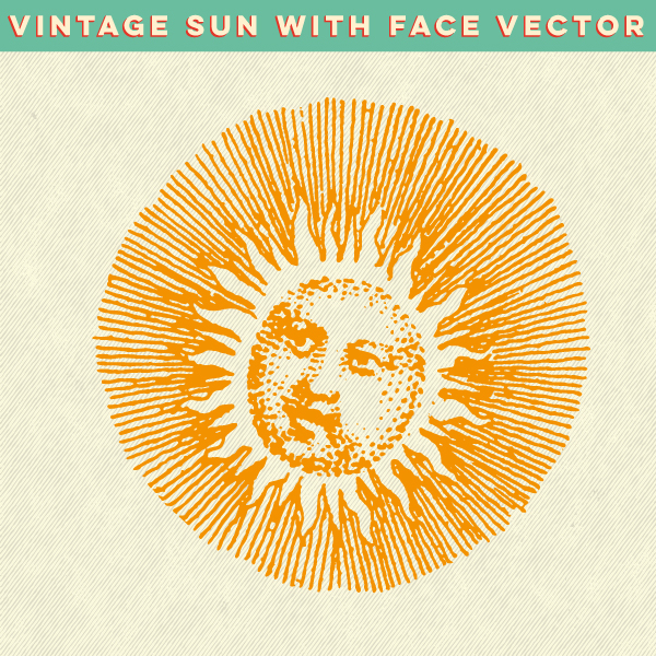vintage Retro vector vectors etching Sun bright yellow warm