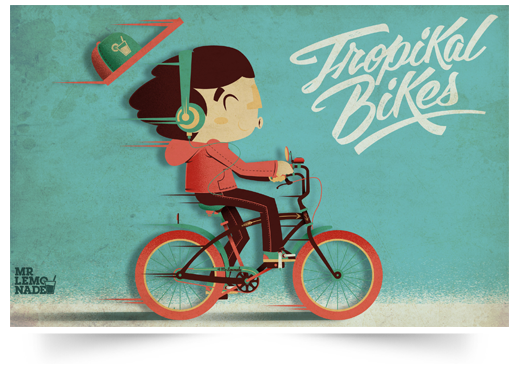 Bike guy ride bicicleta earth planet vector paseo tropikal lettering