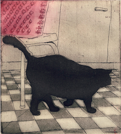 Cat etching printmaking