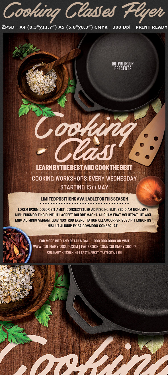 Advertising  chef cooking cooking class lessons Culinary Flyer culinary school design flyer Flyer Design