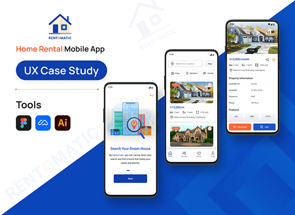 Rentomatic: Home Rental Mobile App UI UX Case Study