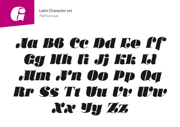 Typeface font fat cursive type design Didone ball terminals contrast
