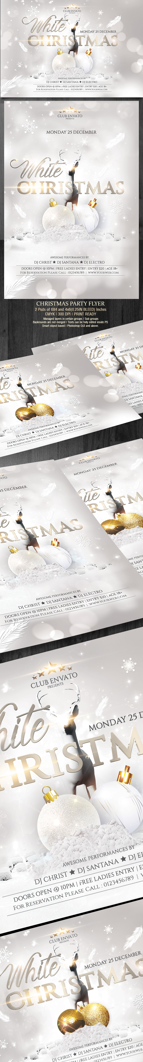 Merry Christmas xmas white christmas party flyer celebrations elegant