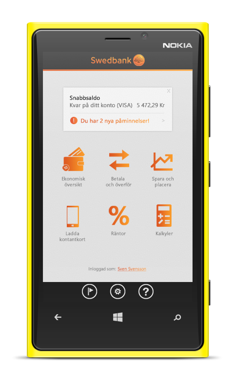 Swedbank Sweden Bank app windows phone windows nokia lumia 920 Nokia Lumia nokia concept