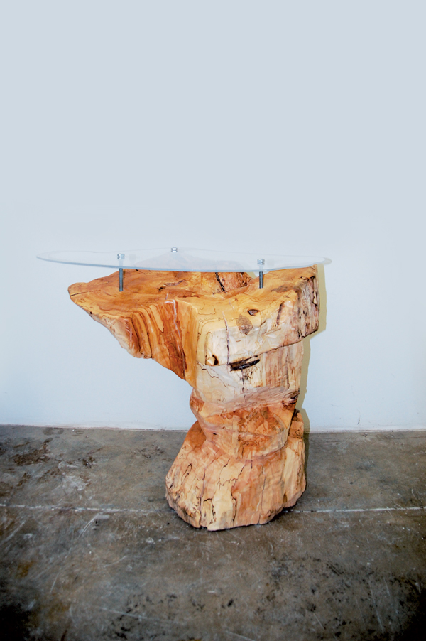 wood woodworking stump oil carving chainsaw SAW maple spalted table endtable furniture plexi glass sanding