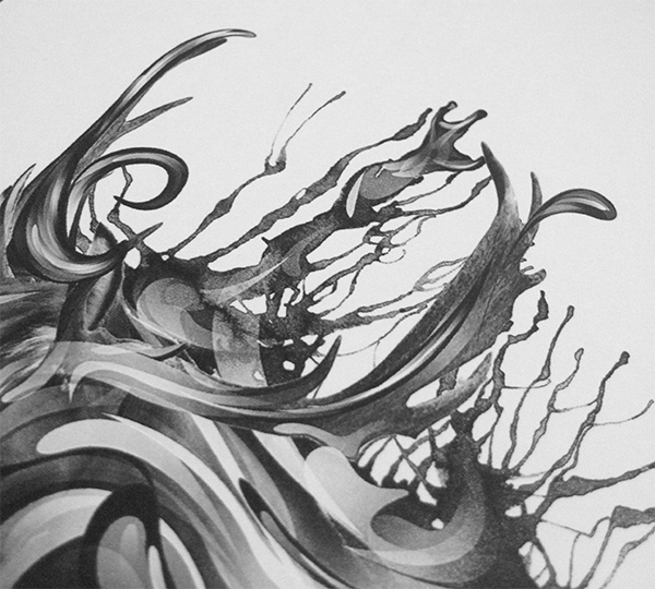 horse abstract vector lines black White