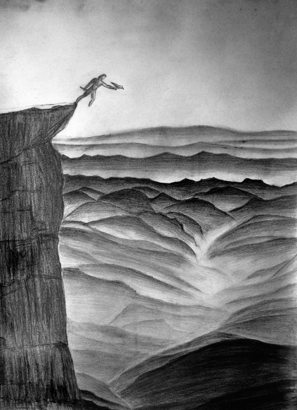 mountain pencil black and white graphite