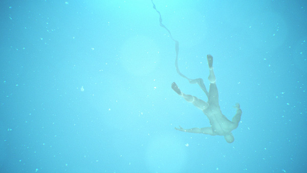 amon tobin searchers music video surreal creature human falling Dreaming ice SKY underwater light nightmare