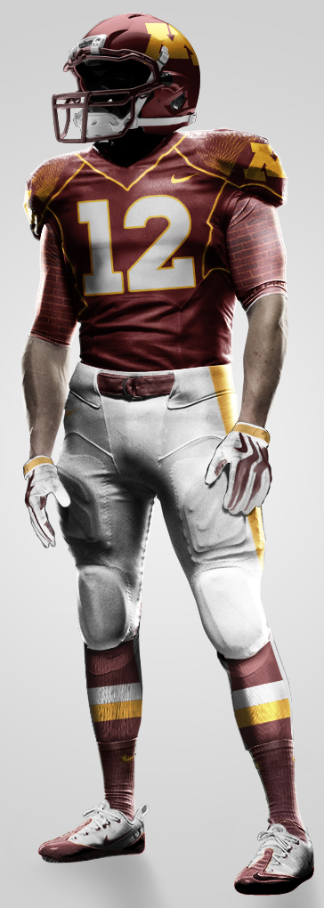 Nike  pro combat uniform football jersey  helmet design mock sports concept gophers University  Minnesota golden NCAA
