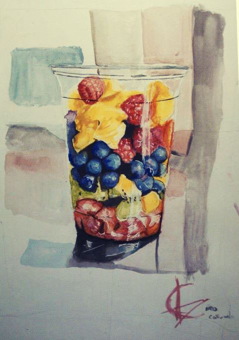 salad Fruit watercolor colors acuarelas pintura