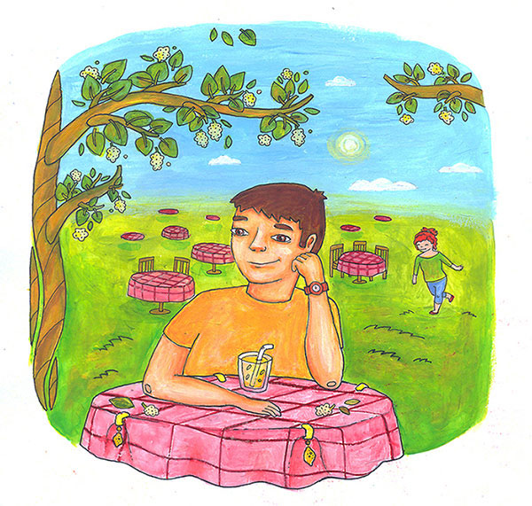 Dilek Yördem Ceylan Yapı Kredi Yayınları Bruni'nin Avlusu çocuk kitabı Kitap Resimleme Arslan Sayman children's book illustration