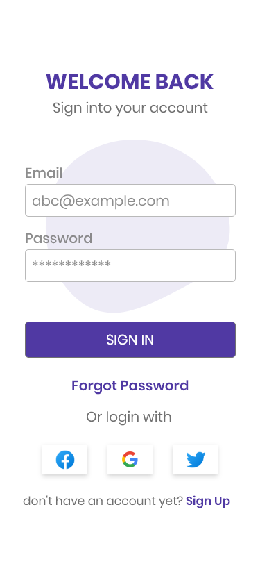 android sign up login page sign in page sign up page