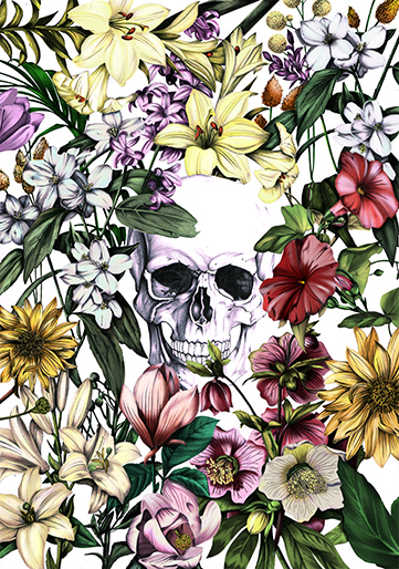 skull flower vanité