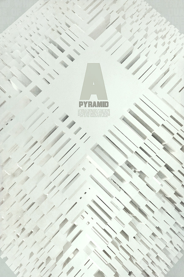 pyramid experiments. 3d font poster