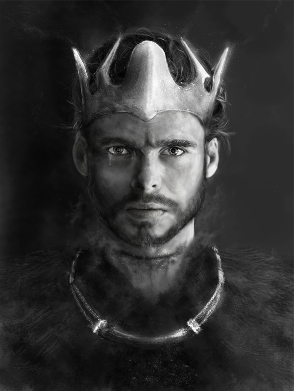 robb stark Game of Thrones lannister fanart fantasy art black and white crown king ghost spirit george r martin