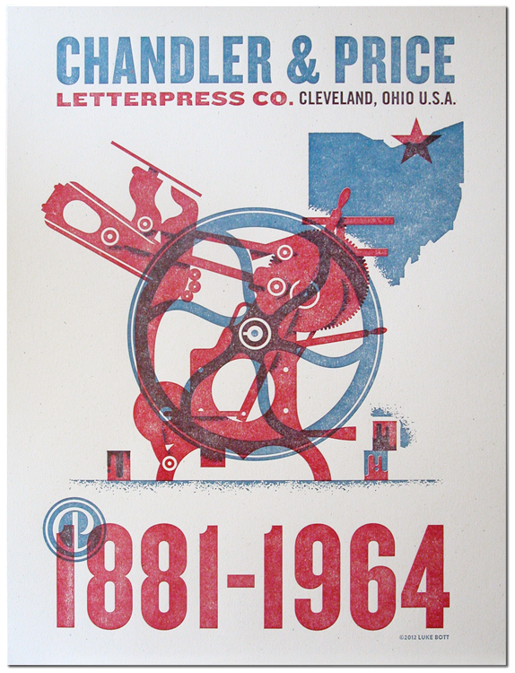 cranky pressman chandler & price letterpress printer print Cleveland poster Clothing promotions
