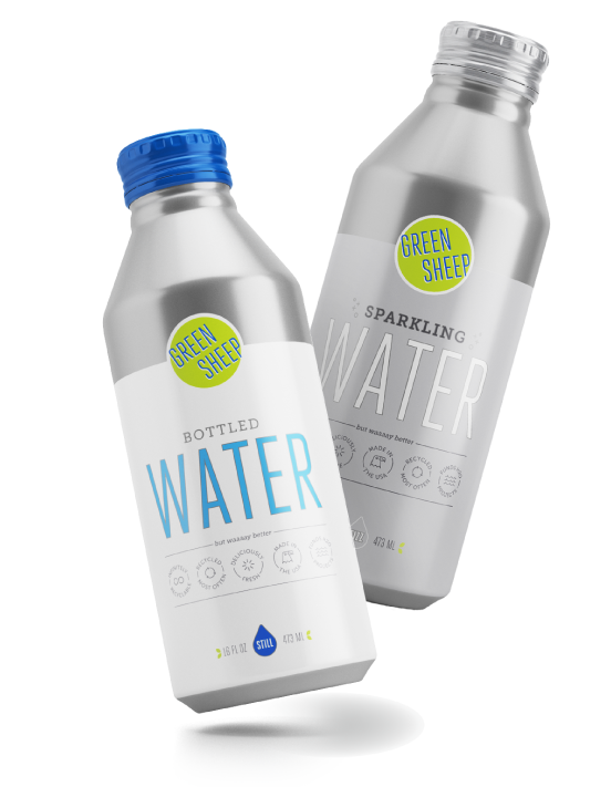 Packaging aluminum bottle bottled water eco-friendly green eco plastic drinks purified