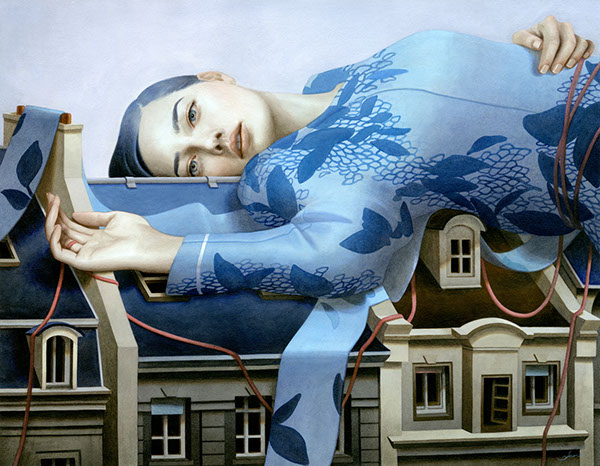 Tran Nguyen richard solomon women buildings city proportion realistic roofs home black and white color