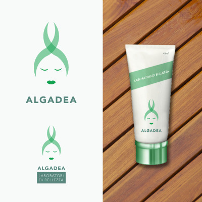 Alga beauty woman cream cosmetics care pharmacy product aesthetics logo green natural