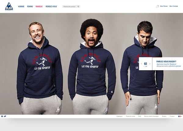 e-commerce  website  grid  layout  clothing  fashion  sport  history heroes catalog cart Shopping brand france