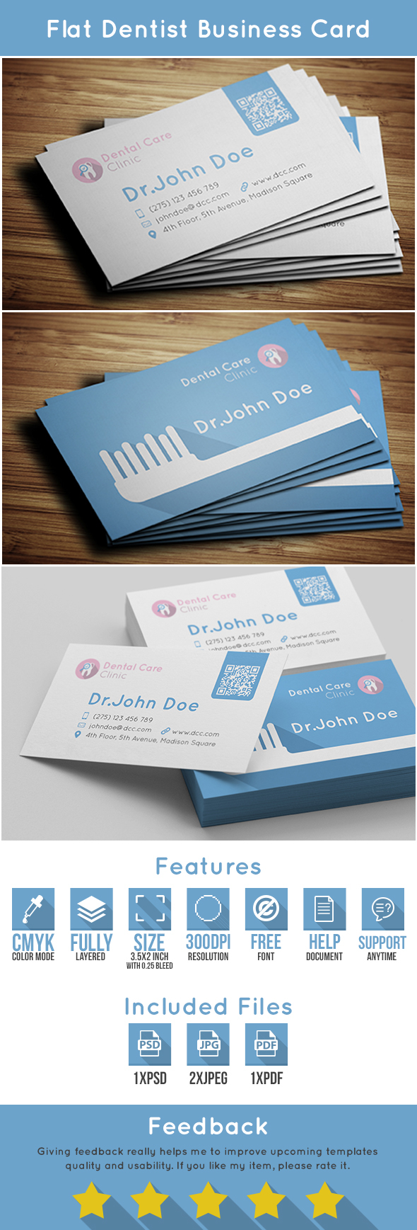 psd photoshop business card dentist clinic toothbrush flat dental care