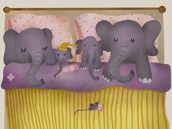 The sleeping animals children book illustration