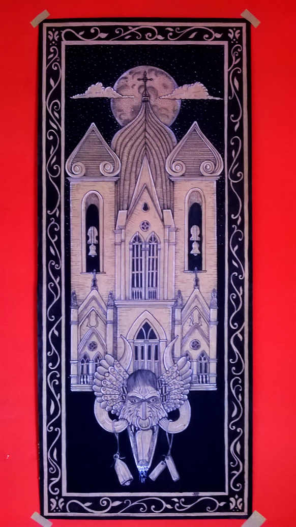 cazumba darkart church monster GigPoster nanquim Kraft paperkraft brush ornaments sãoluis maranhão