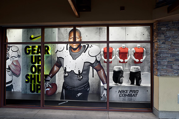 retail windows Custom Windows retail graphics football apparel