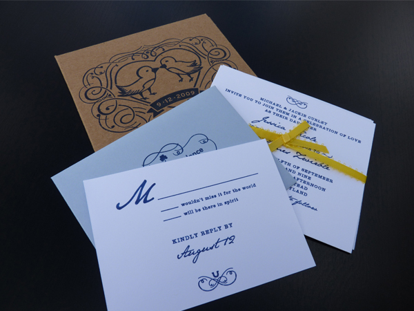 wedding Invitation Event Design silk-screeneing gocco hand-made hand-drawn