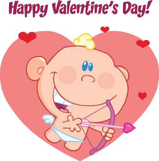 cartoon Character cupid graphic baby bow arrow romance valentine valentines vector Holiday greeting card Love hearts