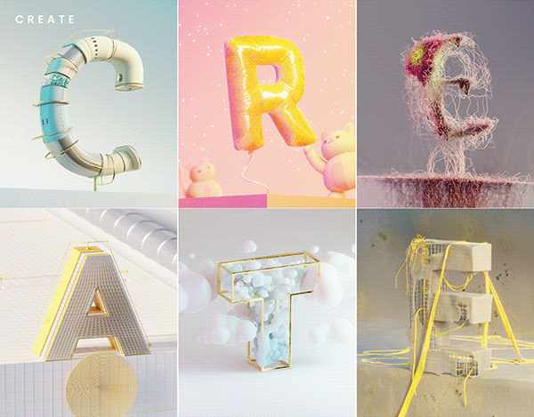 Creative 3D Lettering - "CREATE"