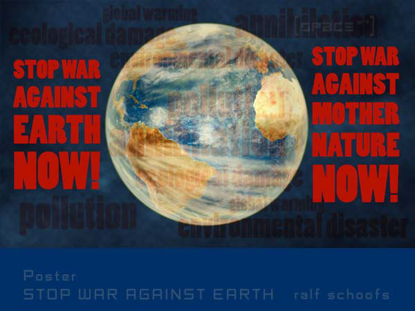 earth lightwave photoshop poster Ralf Schoofs Zivilisation climate change pollution environment Soil contamination global warming Ozone depletion smog Kyoto Protocol Stockholm Convention