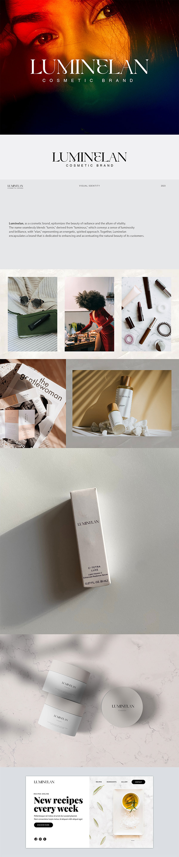 logo and visual identity for cosmetic brand/Luminelan