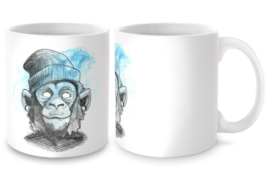 monkey faces blue cian watercolor rubberhead products ink cool joemono draw Pilot sketch print portrait