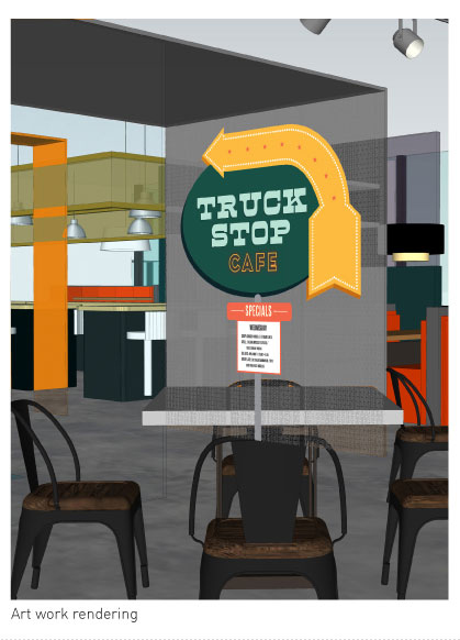 cafe environmental graphics america quirky vintage truck stop