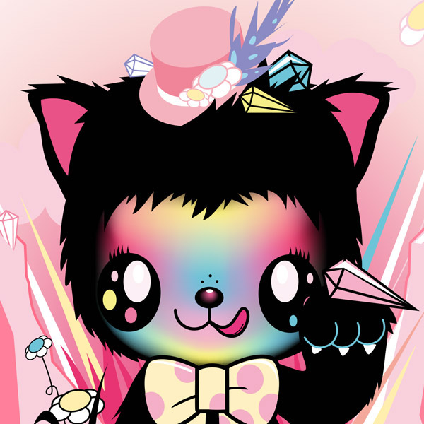 Meni Tzima  Yupyland  prints  society6  illustrator character designer spider  gnome  lucky  cat  colour  Pink 