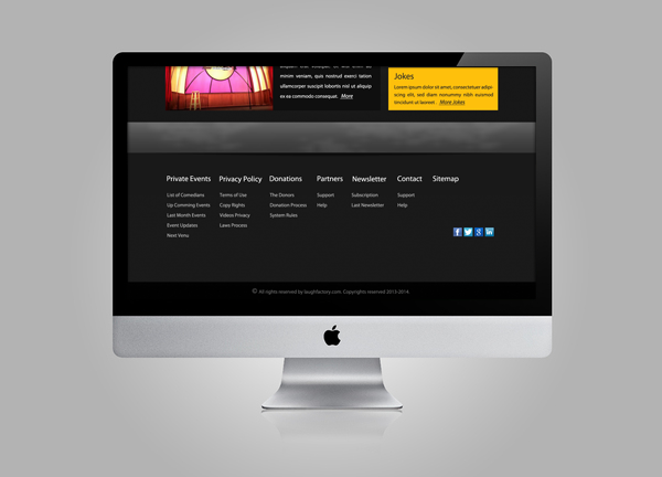 laugh factory Web Website design black  yellow joke Layout mac Responsive  DESIGNS Fun