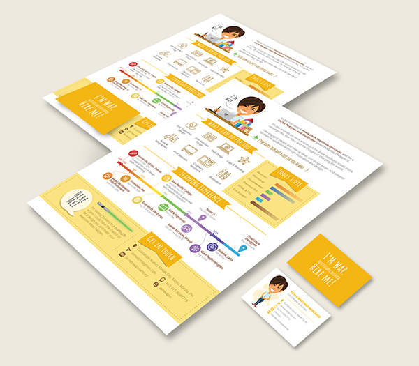 Resume CV Curriculum Vitae yellow wap martinez-mercader infographic vector flat avatar